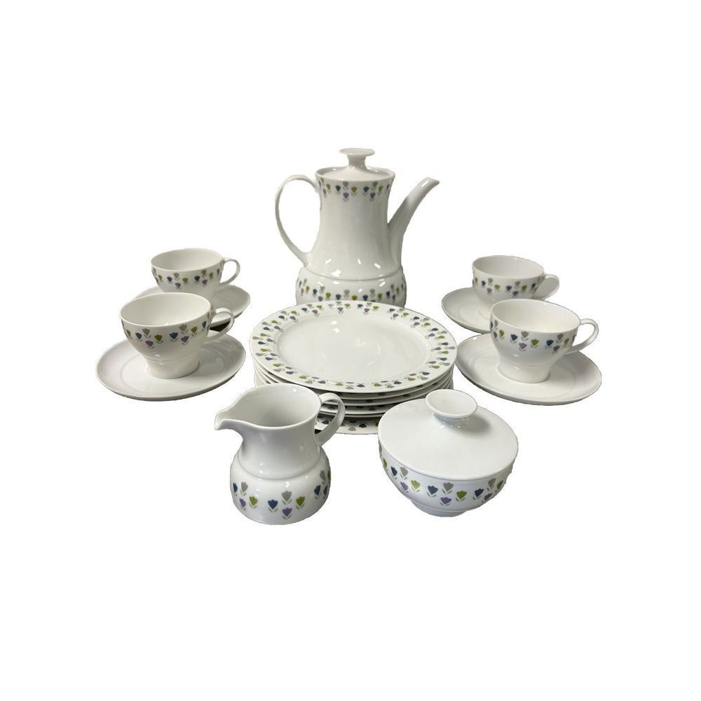Vtg Thomas Rosenthal Germany Tea Cup Set Tulip Design Total 17 Pieces.